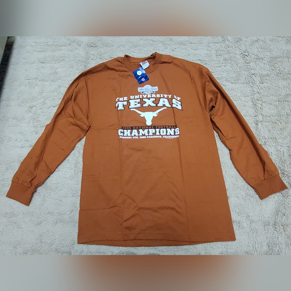 Nwt Longhorns 2005 National Champions Orange Long Sleeve Tee Size Large